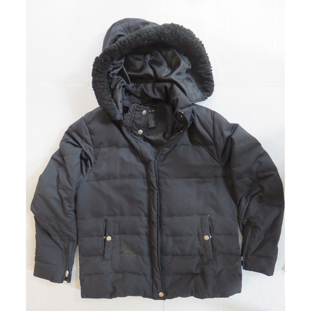 Womens Style & Co Hooded Down and Feathers Winter Coat Black Size Medium